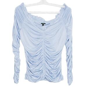 Express Top Off Shoulder Y2K Fairy Grunge Coquette Ballet 90s Ruched Blue Medium